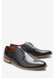 Contrast Sole Leather Derby Shoes Regular Fit