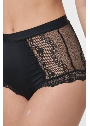 Microfibre And Lace Knickers High Rise