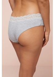 Lace Trim Cotton Blend Knickers 4 Pack Short