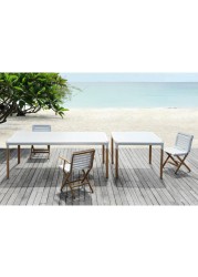 AT800 Aluminum Top & Teak Wood Legs Square Table Maiori (100 x 100 x 76 cm, White)