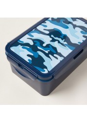 Juniors Camouflage Print Lunch Box with Lid and Clip Closure