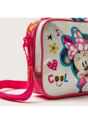 Disney Minnie Mouse Glitter Print Lunch Bag with Zip Closure