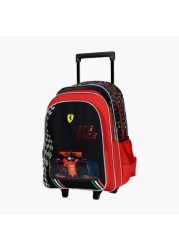 Ferrari Print Trolley Backpack with Zip Closure- 18 inches