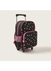 Maricart Heart Print Trolley Backpack with Lunch Bag and Pencil Case