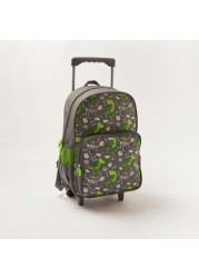 Maricart Dinosaur Print 16-inch Trolley Backpack with Lunch Bag and Pencil Pouch