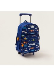 Maricart Helicopter Print Trolley Backpack with Lunch Bag and Pencil Pouch