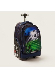 Juniors Football Print Trolley Backpack with Lunch Bag and Pencil Pouch - 20 inches