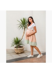 Blush Maternity Gathered Skirt with Pocket Detail