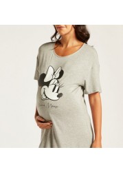 Love Mum Minnie Mouse Print Maternity Dress with Short Sleeves