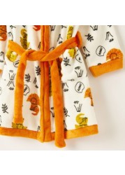 Juniors Printed Bathrobe with Tie-Up and Hood