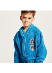 Juniors Space Theme Bathrobe with Long Sleeves and Piping Detail