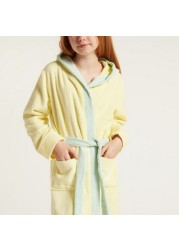 Juniors Long Sleeves Bathrobe with Tie-Up Belt and Hood