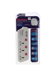 Oshtraco 3-Way Extension Cord W/ Dual USB Ports (4 m)