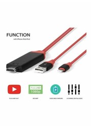 Oem Lightning To HDMI Cable 2meter Red/Black