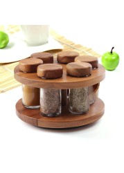 Billi Wooden Spice Rack W/ 6 Bottles