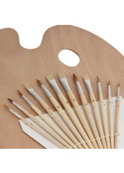 Art Max Wooden Palette W/Paint Brush Set (30 x 40 cm, 13 Pc.)