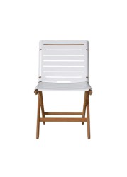 AT800 Aluminum & Teak Wood Dining Side Chair Maiori (100 x 45 x 83 cm, White & Natural)