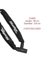 Master Lock Hardened Steel Bike Chain Lock W/Keys (90 x 0.8 cm)