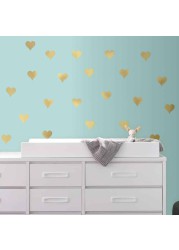 RoomMates Glow, Peel & Stick Gold Foil Hearts Wall Decal Set (24 pcs)