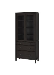 HEMNES Glass-door cabinet with 3 drawers