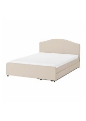 HAUGA Upholstered bed, 2 storage boxes