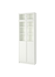 BILLY Bookcase w hght ext ut/pnl/glss drs