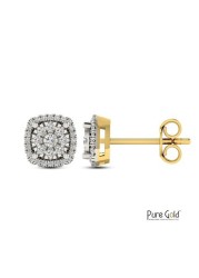 18k ILLUSION DIAMOND EARRING 0.3 CTS-Yellow Gold