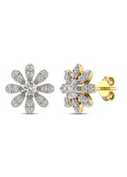 18k BLOSSOM DIAMOND EARRING 0.19 CTS-Yellow Gold