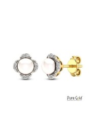 18k OYSTRA PEARL EARRING 0.06 CTS-White Gold