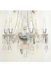 Crystal Chandelier Glass- 6 Arms - Silver