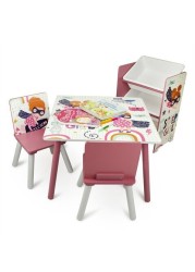 Super girl Table With 2 Chairs Set - Multicolour