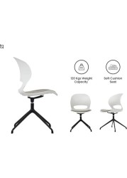 VIS Chair, Premium Meeting & Visitor Chairs, Swivel Chair With Soft Cushion Seat By Navodesk (White)