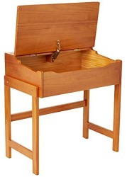 Lipper International Child&#39;s Slanted Top Desk &amp; Chair, Pecan Finish