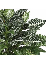 Nearly Natural 6528 Greens Zebra with Wicker Decorative Silk Plant, Green