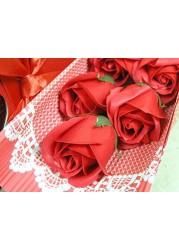 BANBERRY DESIGNS Red Rose Bouquet - Set of 5 Scented Roses - Gift Boxed with a Red Bow