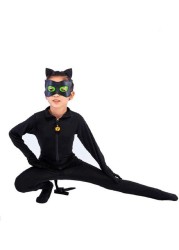 Kid&rsquo;s Beetle Costume Ladybug Black Cat Noir Boy or Girl Cosplay Outfit Clothing with Wig Jumpsuit Halloween Party Masquerade with 3pcs/Set Jewellery (XS 3-4Y, Black Cat Noir)