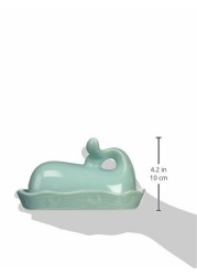 Creative Co-op Whale Shaped Butter Dish with Lid, 1 EA, Aqua