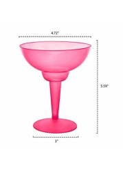 Party Essentials Hard Plastic Two Piece 12-Ounce Margarita Glasses, Neon Pink, 10 Count