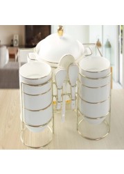 Shallow 15 Pcs Serving Set  -White &amp; Gold