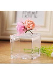 FUFU 12 Pcs Christmas Gift Transparent Plastic Candy Box Candy Packaging Case Party Favors for Xmas Silent Night New Year 4.5x4.5cm