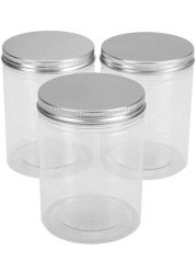 FUFU 18 OZ Plastic Jars with Aluminum Lids，12 Pack Clear Plastic Slime Containers for Dry Food, Crafts and Light Clay