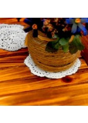 kilofly Small Crochet Cotton Lace Coasters Doilies Pack Set, 4pc, White, Round, 4 inch