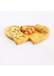 Lihan - Wooden Bamboo Heart Shaped Servingtray Brown For Nuts And Candy 1.5X18X27Centimeter