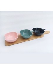 LINGWEI Seasoning Dishes Ceramic Dipping Bowls Set with Tray Condiment Dishes Snack Serving Tray Food Storage Container Style-4