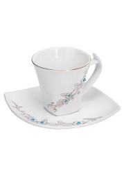 Royalford New Bone China 12Pcs Square Cup&amp;Saucer