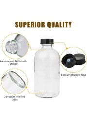 FUFU Glass Juice Bottle: 12 Packs, 8 Ounces, Leak-Proof Lid, The Best Reusable Drinking Bottle, Seasoning Jar,Ffruit Juice Drink