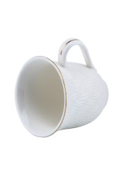 SHALLOW BONE CHINA COFFEE CUP AND SAUCER SET,WHITE/GOLD, 90CC, FPR-90-719, 12 PIECES