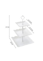 ZENHOME Plastic Imitation Ceramics 3-Tier Cup Cake Stand Party Food Server Display Set Dessert Pastry Stand Slate Serving Holder