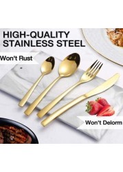 24 piece set of cutlery, fork and spoon, titanium plated stainless steel cutlery, fork and spoon Gift Set