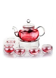 Goldedge - 8-Piece Tea Set With Burner Clear 50 Centimeter